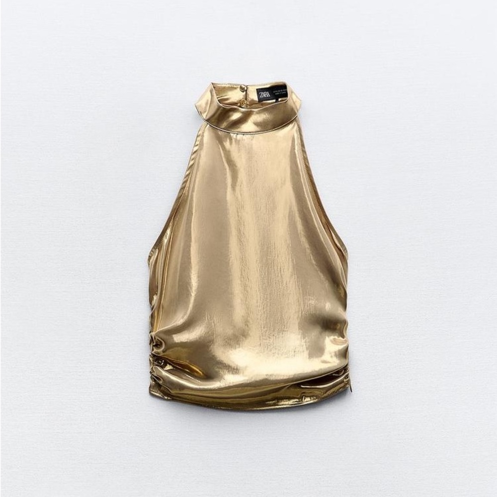 ZARA GOLD HALTER TOP